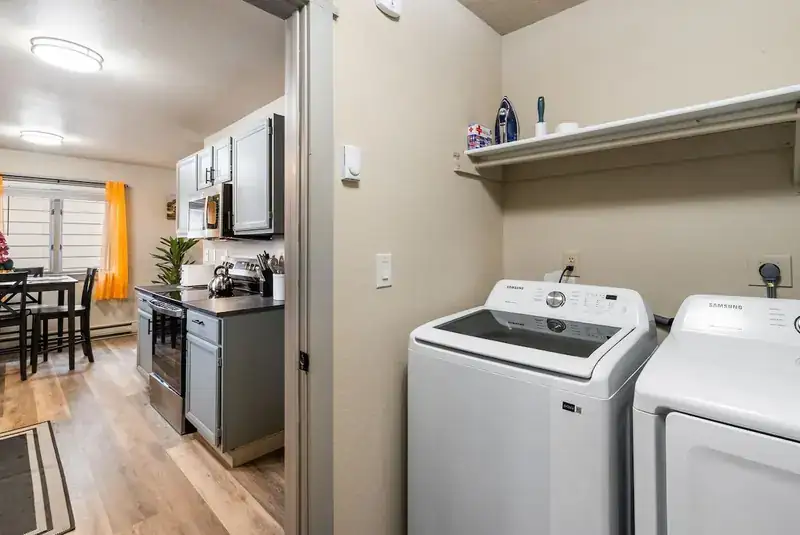 Modern Mountainview A: Laundry area with washer and dryer